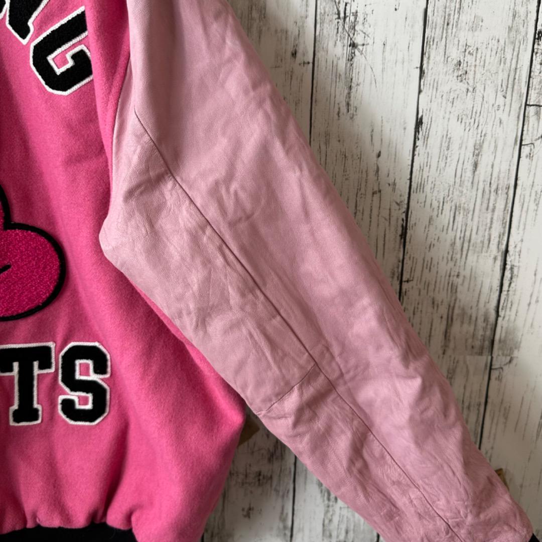 コッコ様FR2 梅 スタジャン XL ピンク 袖レザー ビッグロゴ パイル