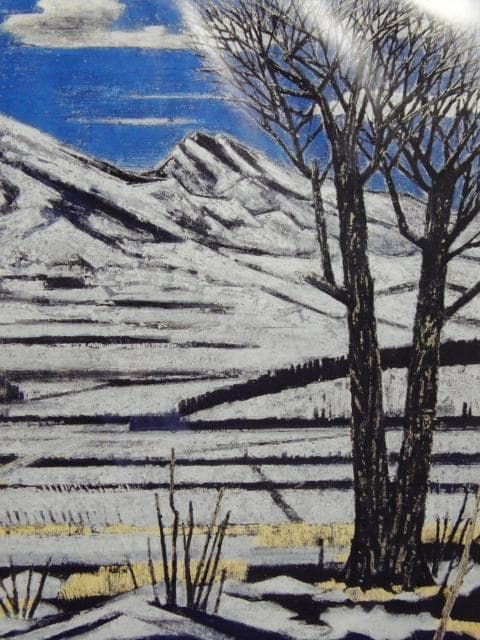 山本 丘人、月夜の噴煙、大判、額装用・画版、日本製・新品額 額装
