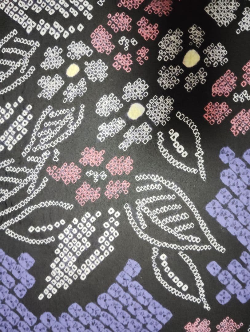 有松絞り パープルブルー付け下げ柄