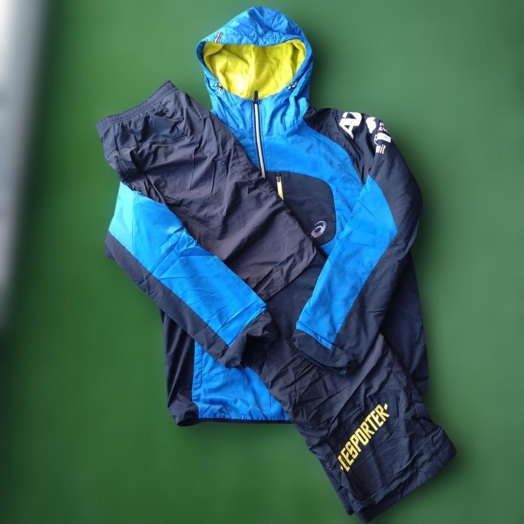 XOsize ASICS 上下中綿入りウィンドブレーカー 青/黒/蛍光黄 楽天市場】マラソン最大3000円オフクーポン有！ アシックス ウインド