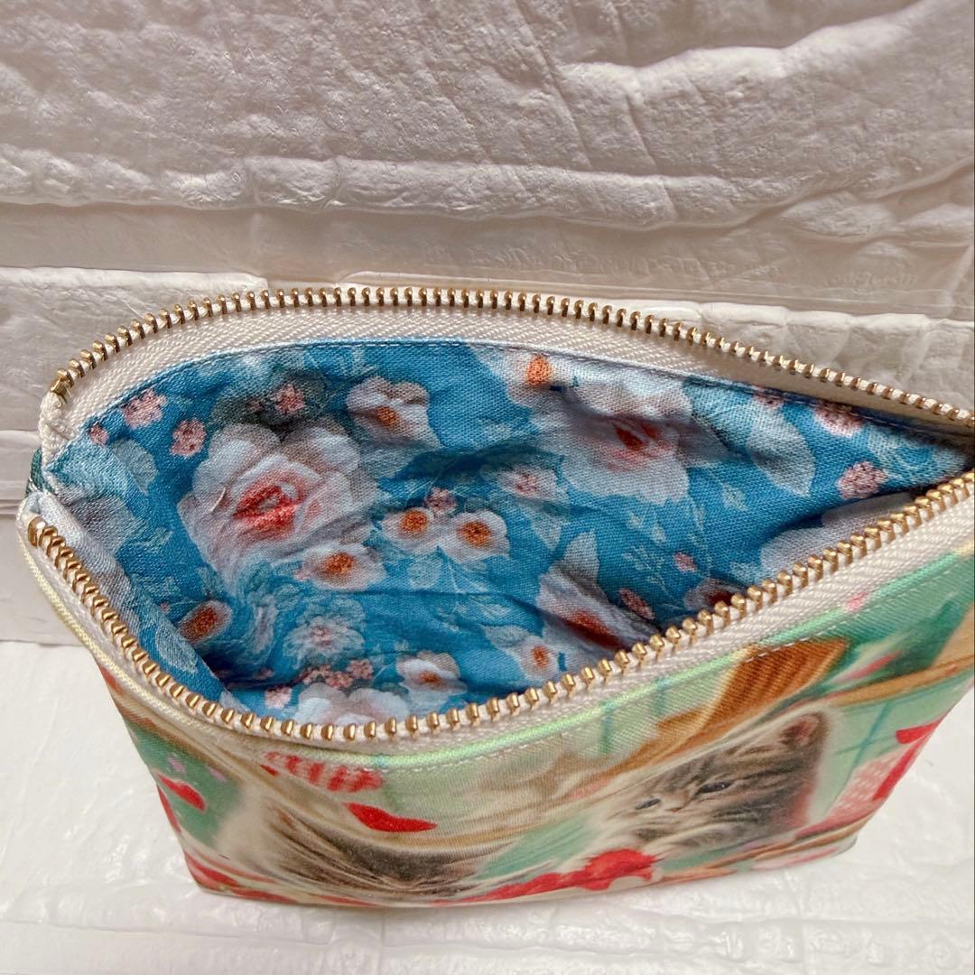 フラットポーチ ハンドメイド 猫ちゃんポーチ お菓子作り④ 両面パネル
