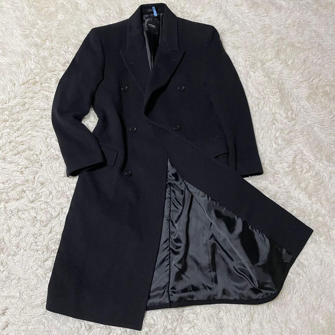 【美品】yumi katsura アンゴラ ダブルチェスターコート ブラック L 美品】yumi katsura アンゴラ ダブルチェスターコート ブラック L