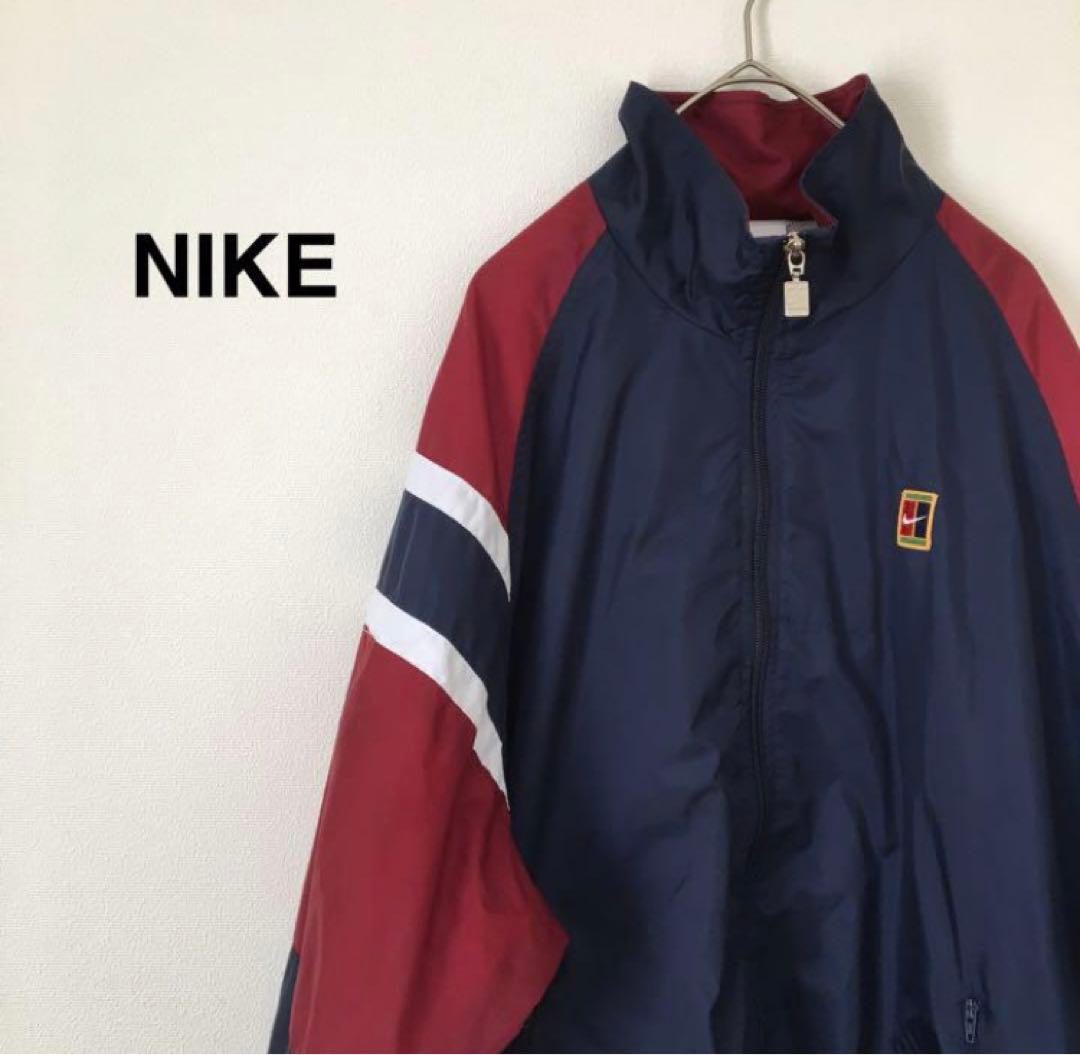 NIKE 90S ナイロンジャケット テニスロゴ ネイビー Mサイズ - メルカリ