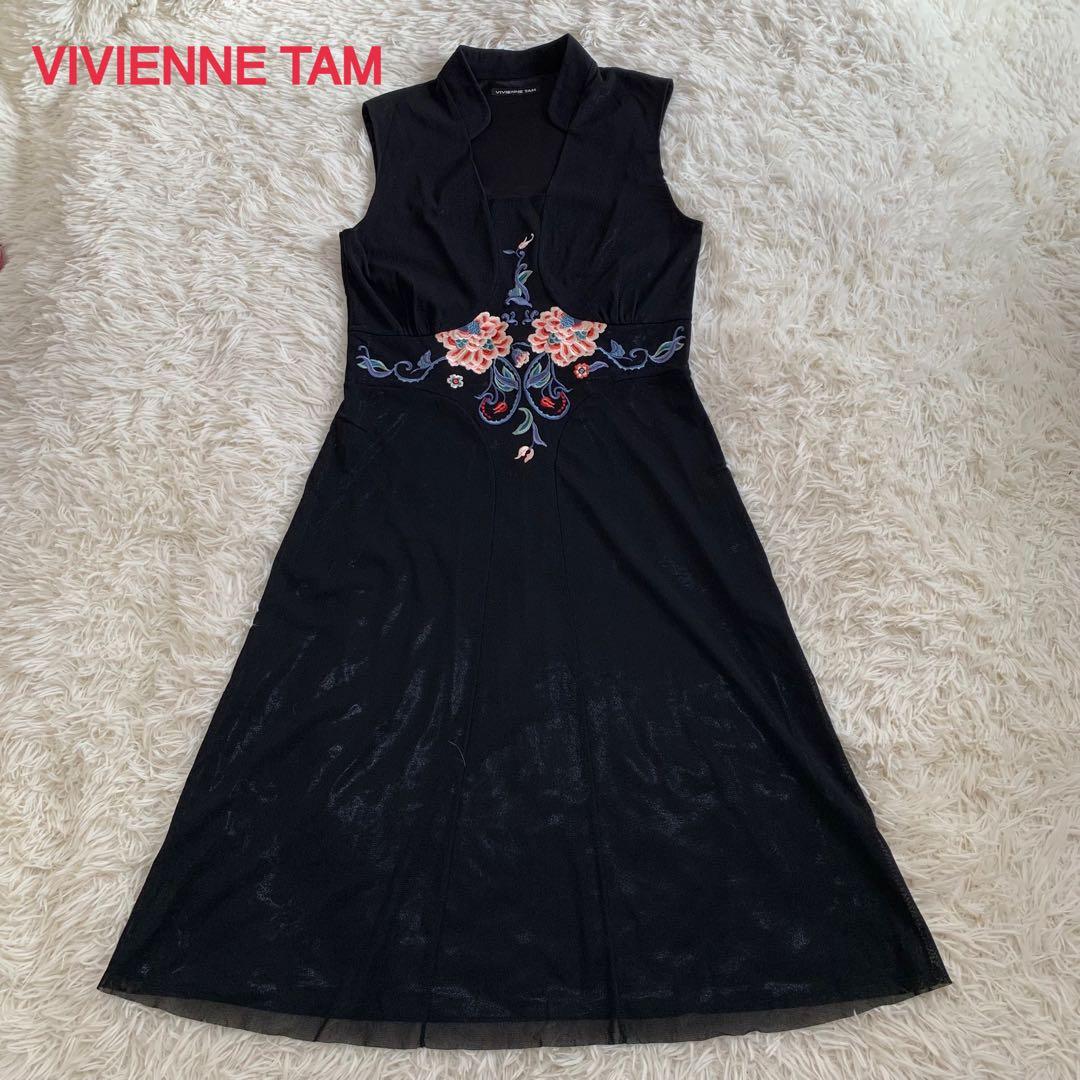 ☆美品☆VIVIENNE TAM 花柄刺繍入りノースリーブワンピース - メルカリ