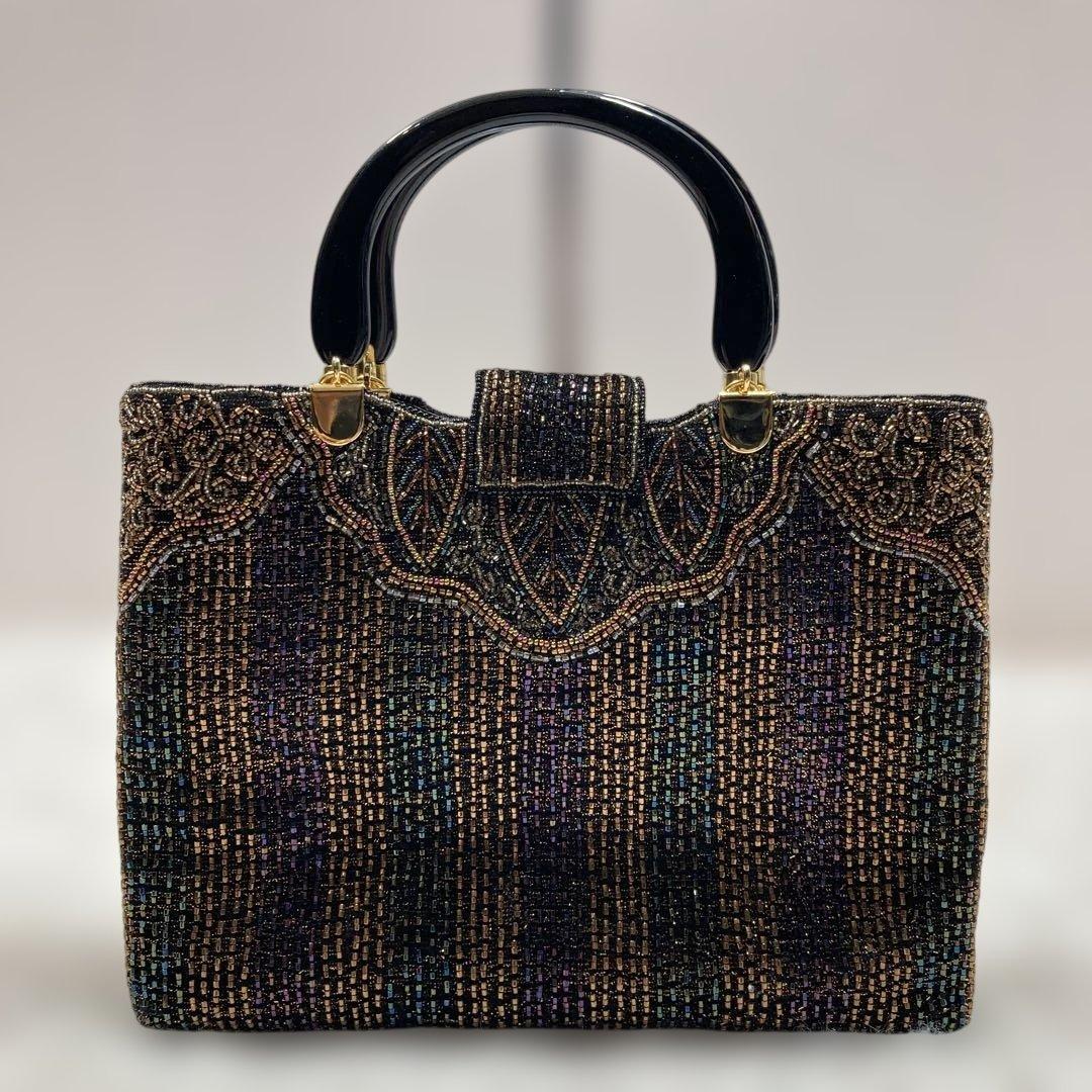 極美品 入手困難！ロロピアーナ ハンドバッグ ビーズ 宝石装飾 マルチ