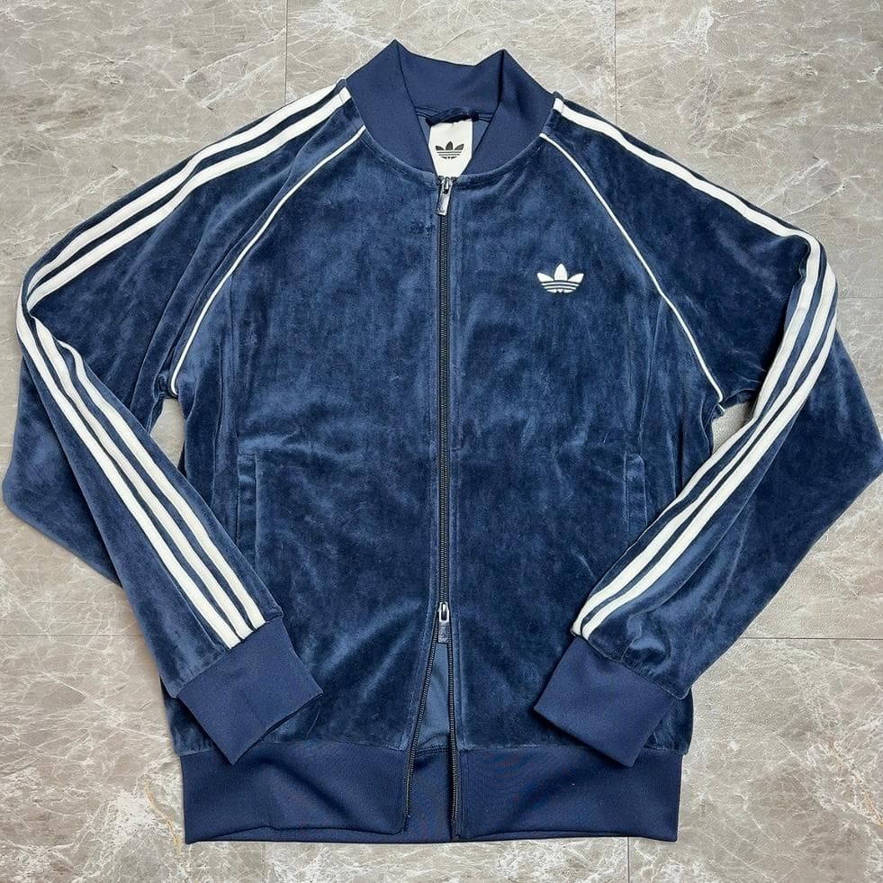 adidas 3本ライン ベロア トラックジャケット L ネイビー アディダス adidas 3本ライン ベロア トラックジャケット L ネイビー アディダス