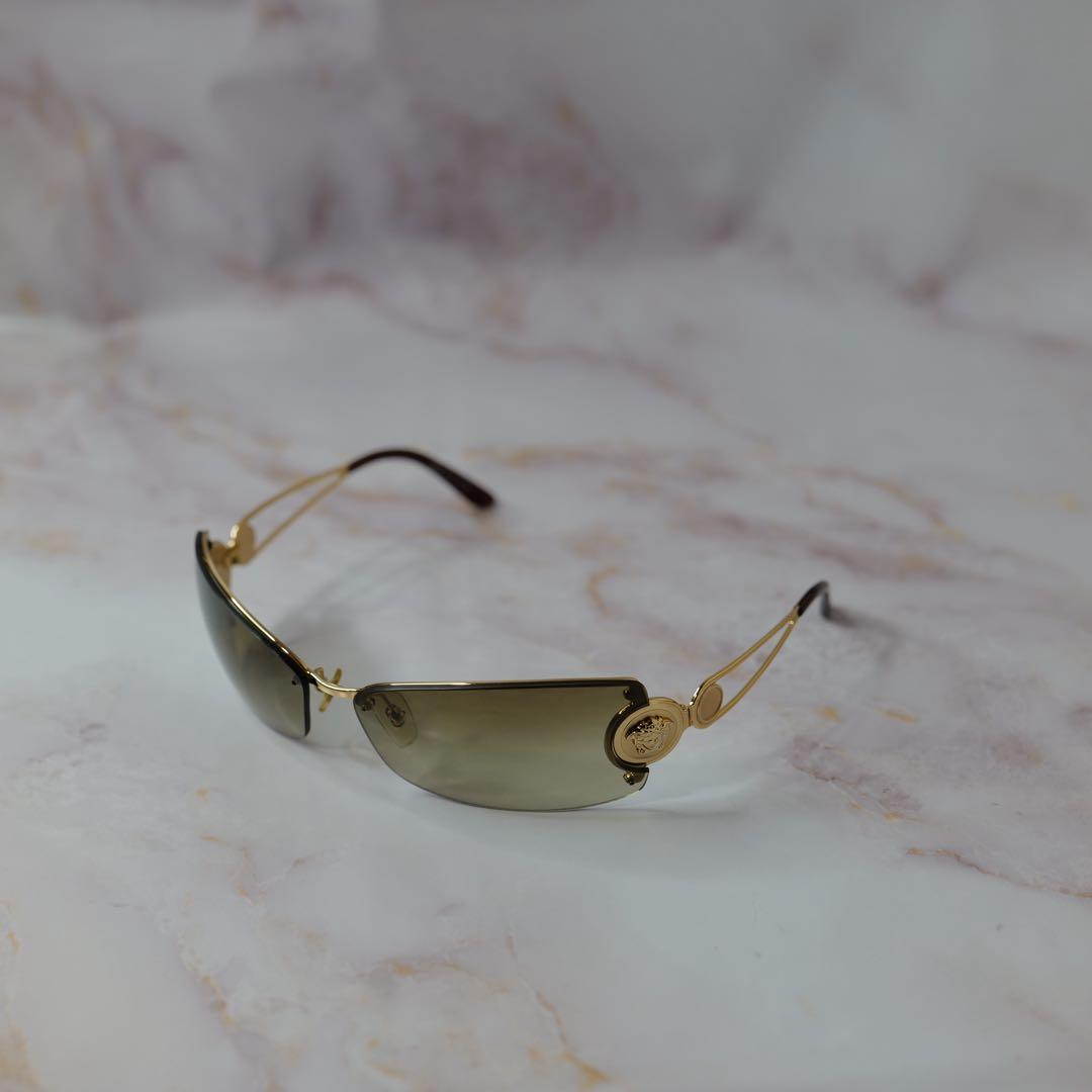 VERSACE HYDE 着用 リムレス サングラス ケース付き