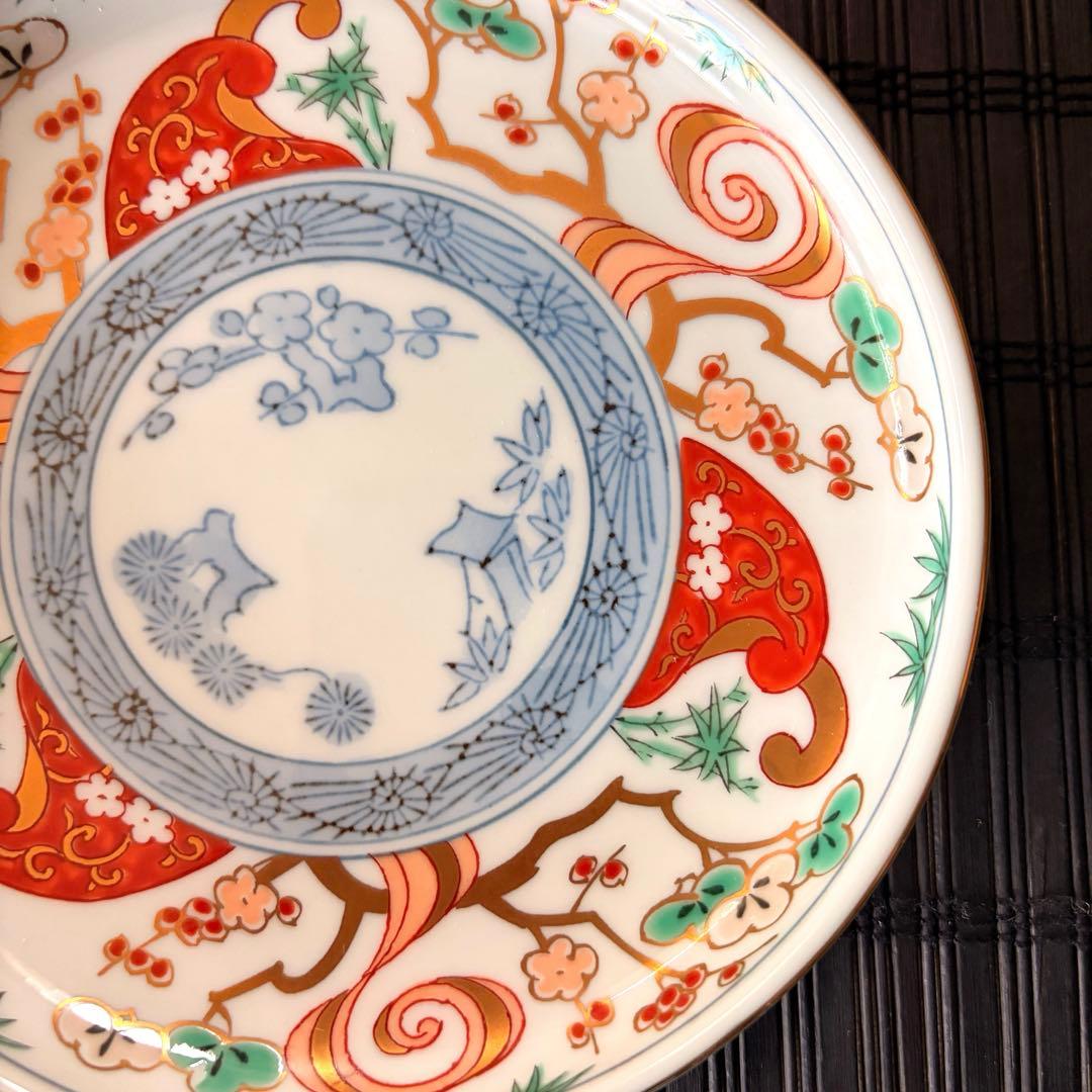 未使用保管品】有田焼 貴玉宝製 古伊万里手 松竹梅 小皿 銘々皿 取り皿
