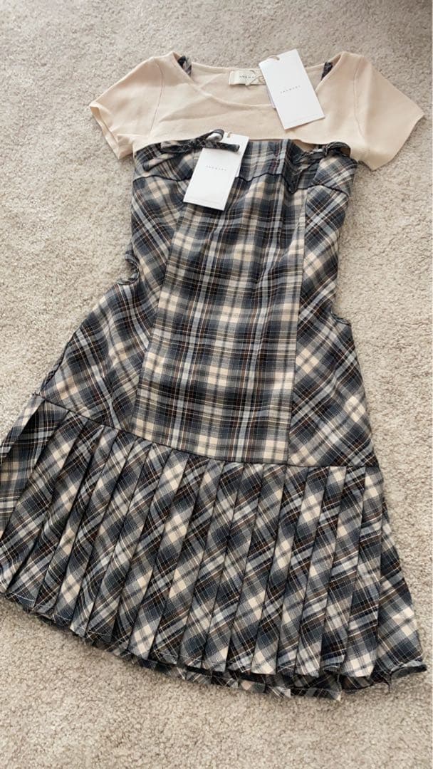 即日発送❣️andmary Karen check mini dress beig