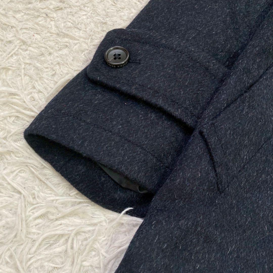 《美品》 TAKEO KIKUCHI カシミヤ混コート ネイビー M 秋冬