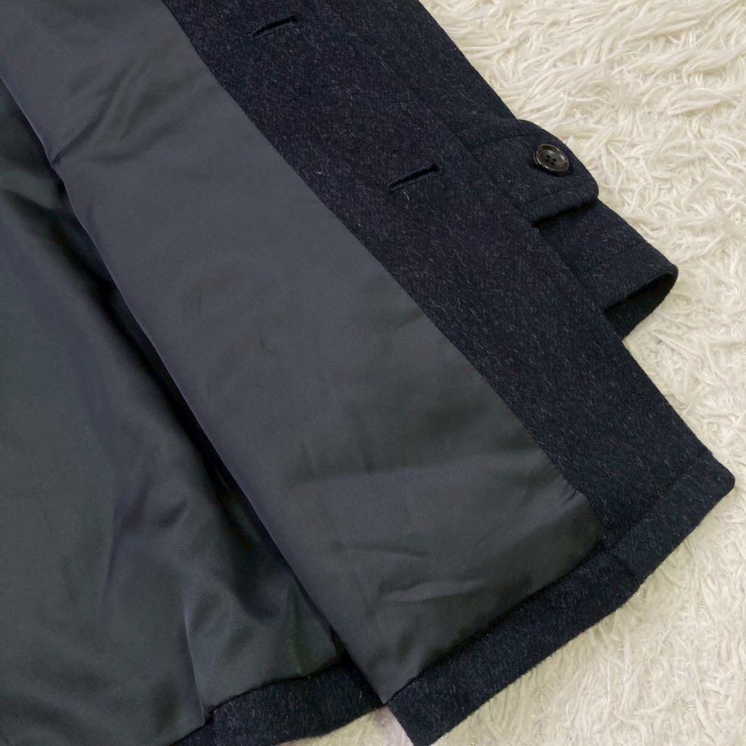 《美品》 TAKEO KIKUCHI カシミヤ混コート ネイビー M 秋冬