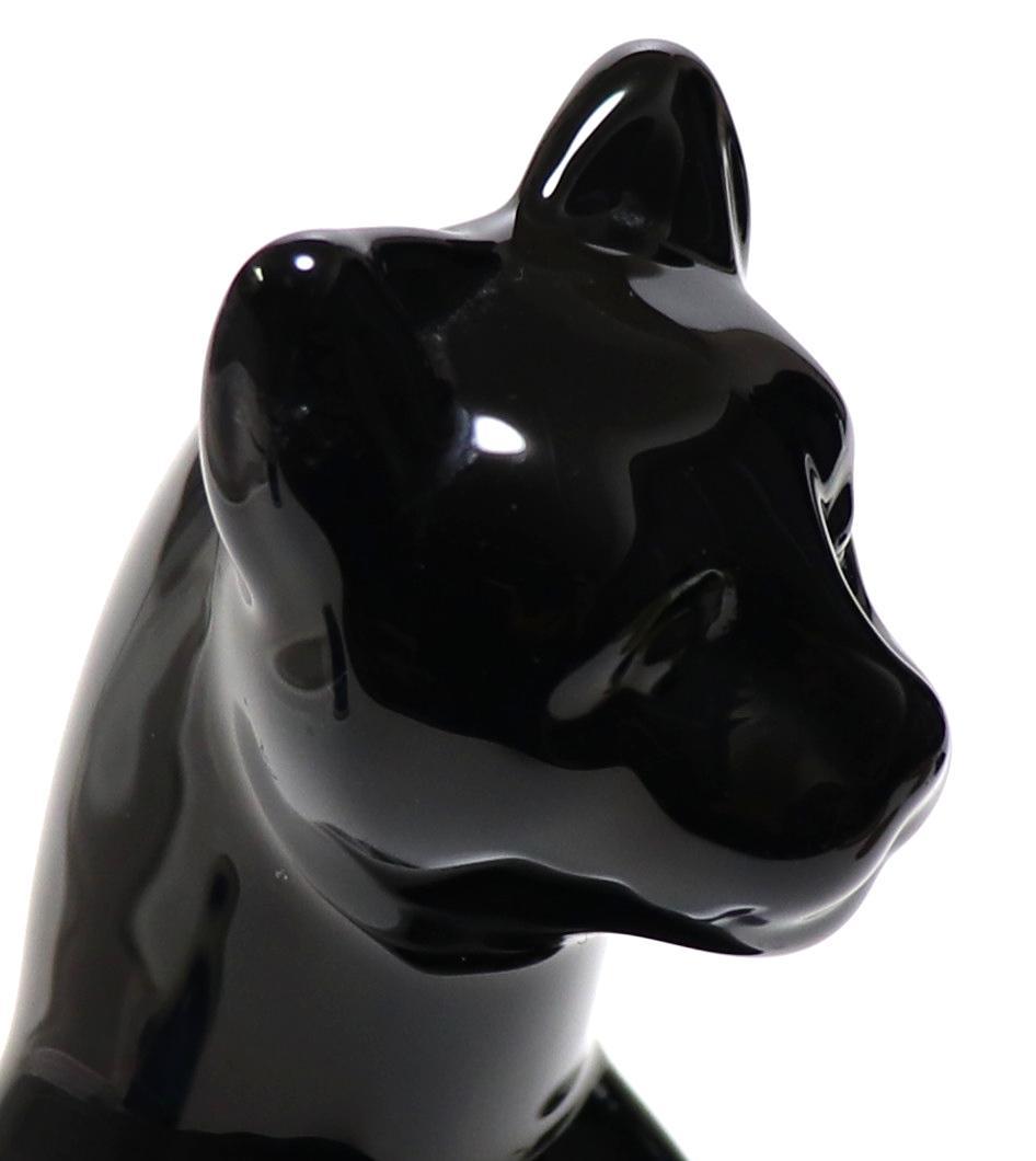 バカラ 大型 ブラッククリスタルガラス製 フィギュリン 16cm 漆黒の猫