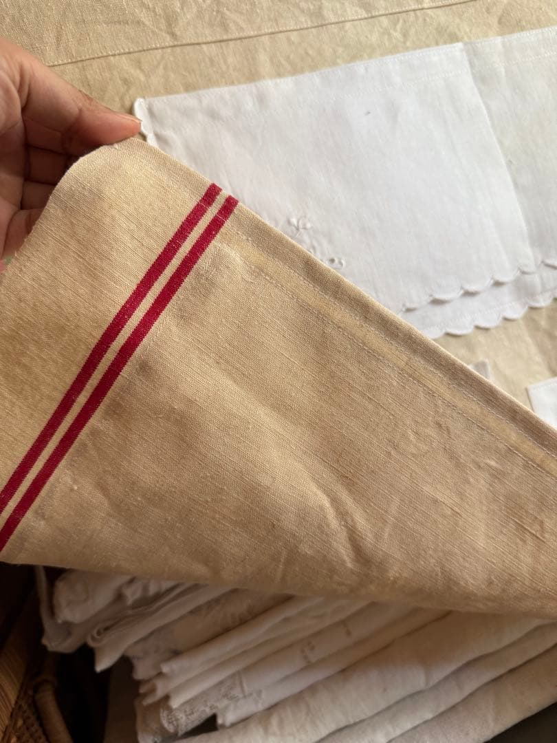 フランスアンティークஐ⋆*大人可愛いウォールポケット・リネン・花柄