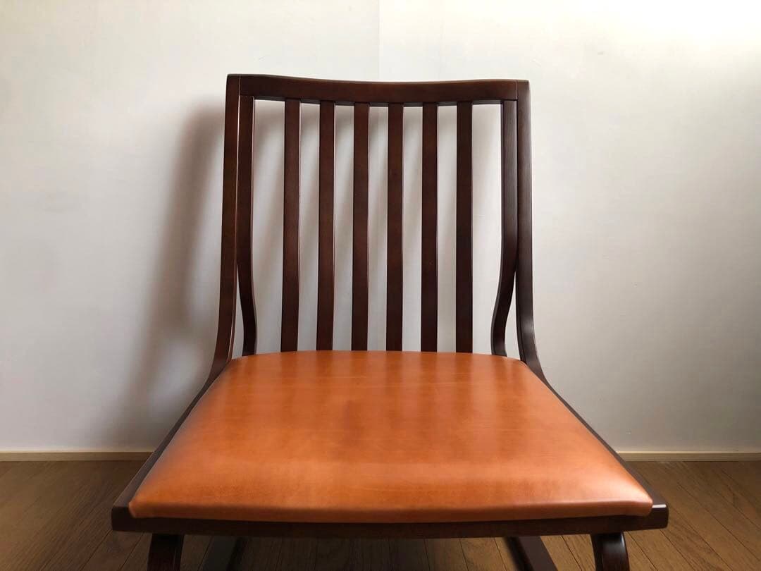 秋田木工社製 低座椅子 革張り ジャパニーズモダン ヴィンテージ 和家具 古