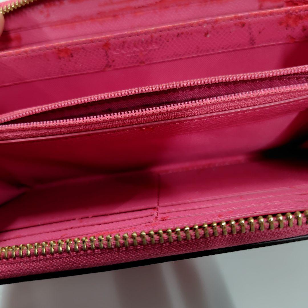 COACH ピンク レザー 長財布 - メルカリ