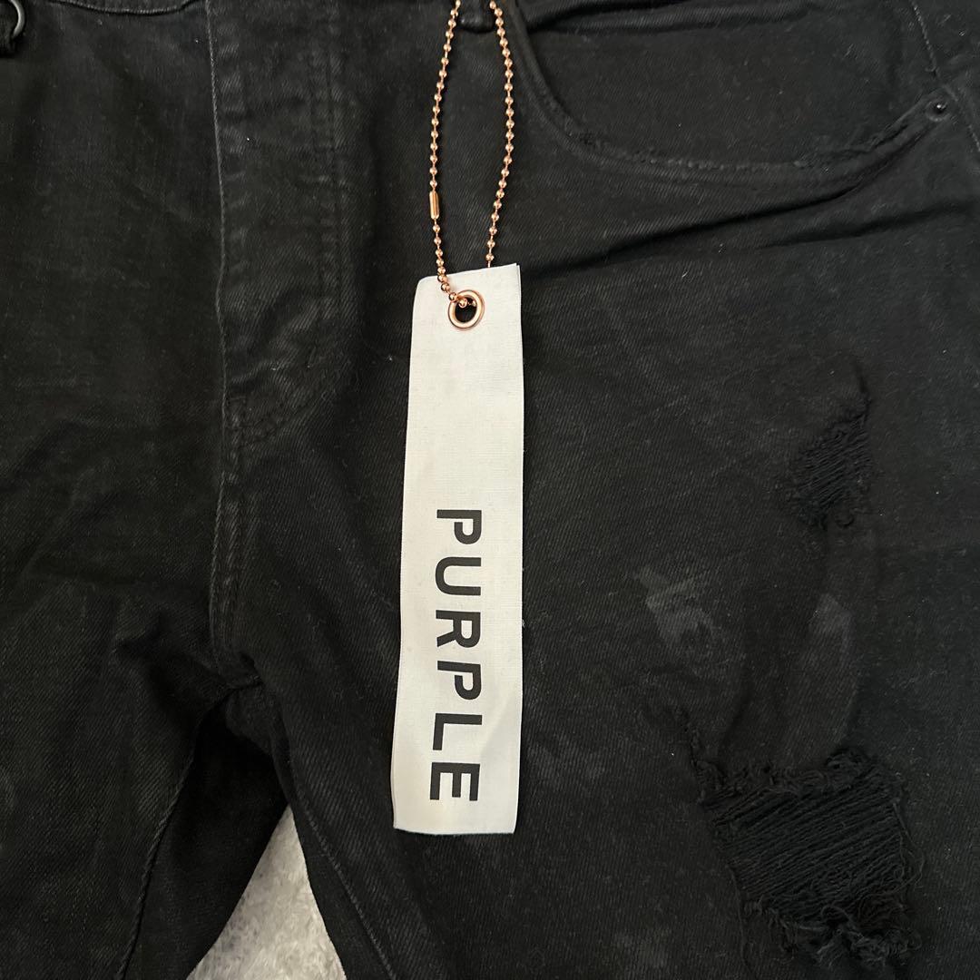 PURPLE BRAND ダメージスキニーデニム ブラック サイズUS40