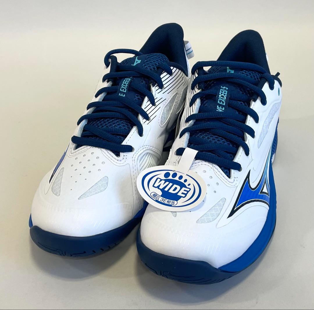 ミズノ【24.0cm】61GA231529 テニスシューズ ワイドモデル 白×青