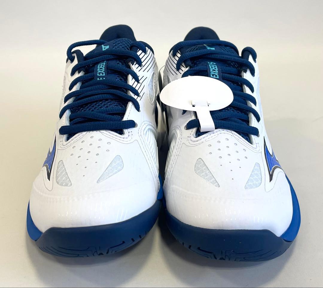 ミズノ【24.0cm】61GA231529 テニスシューズ ワイドモデル 白×青