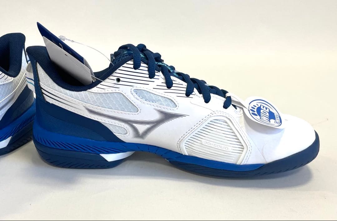 ミズノ【24.0cm】61GA231529 テニスシューズ ワイドモデル 白×青