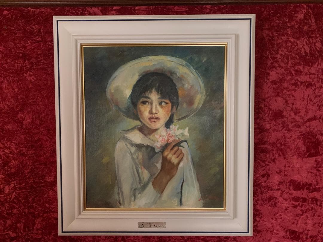 ✨初売り㊗️大型絵画❣️作者不詳『少女』油彩画F10号