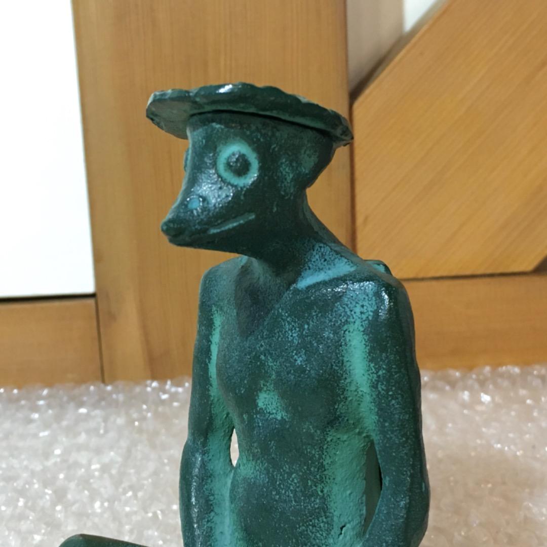 座禅の河童】河童 カッパ 金属製 置物 古物 - メルカリ
