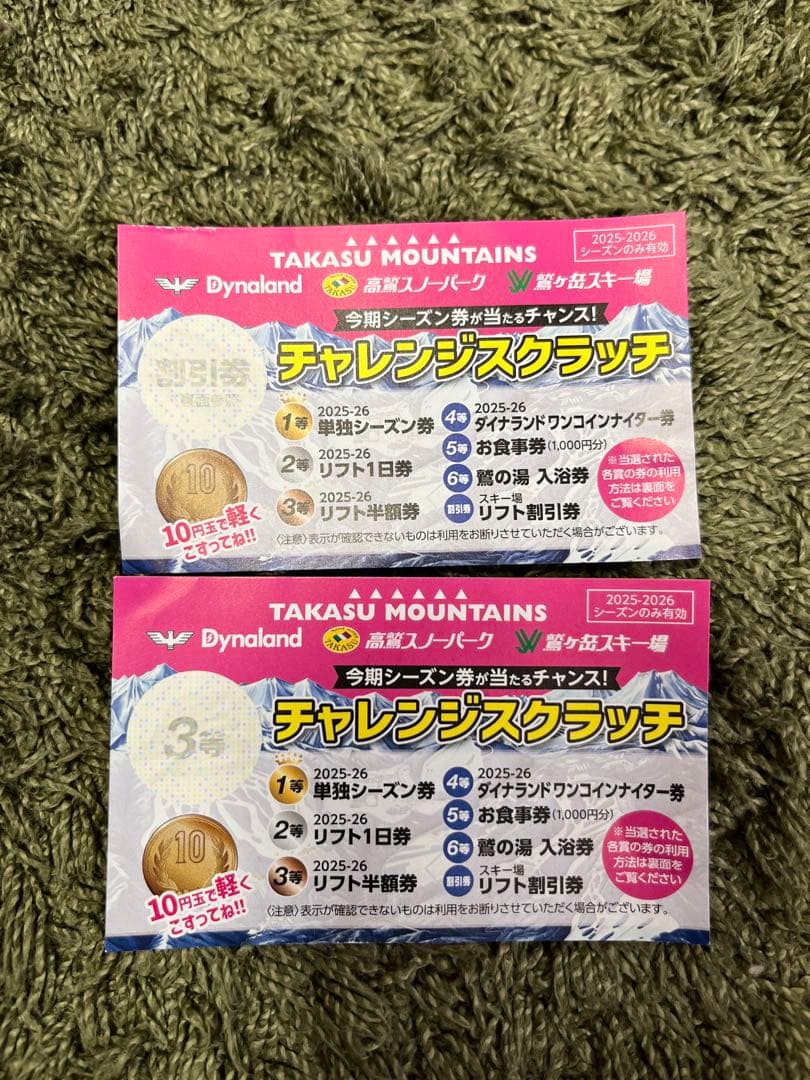 ダイナランド•高鷲スノーパーク、鷲ヶ岳スキー場】リフト券半額券