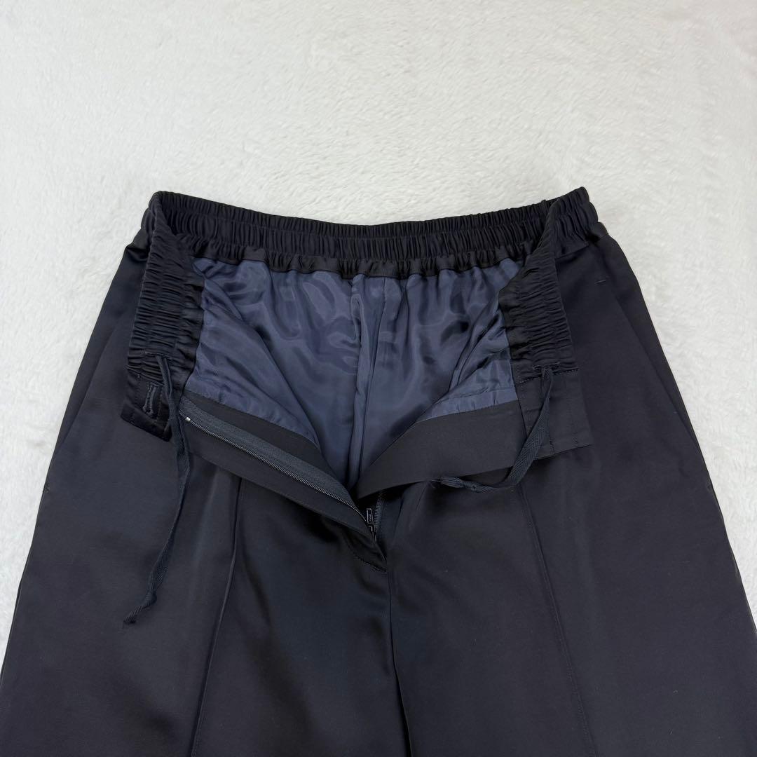 美品 コラム サテン マット カーゴパンツ 黒 S 日本製 エストネーション