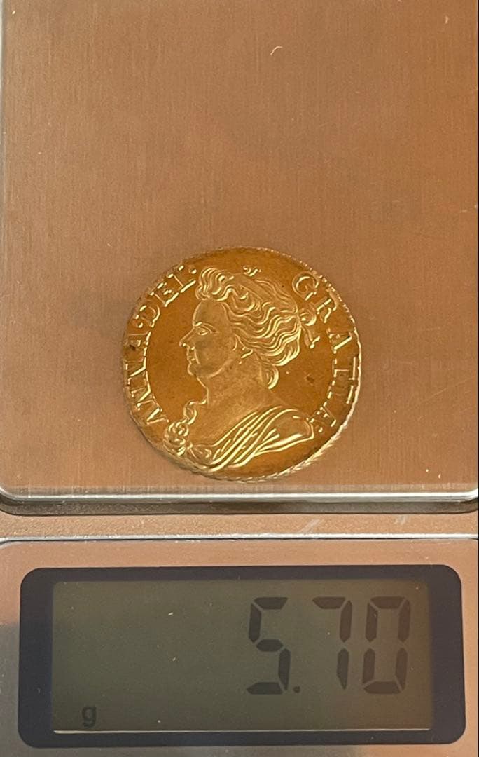 アン女王 ゴールド 23.7mm 美彫刻 アンティーク金貨