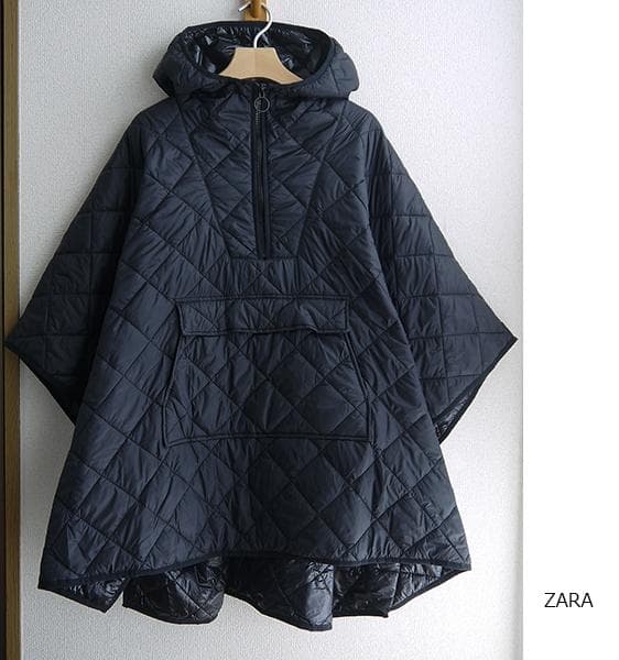 ザラ ZARA 可愛いフード付きキルティングポンチョ♪プルオーバー