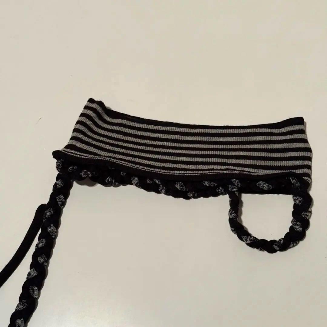 PERVERZE Braid Trim Knit Hair Band Black