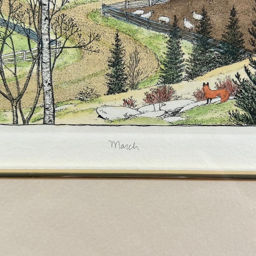 美品 スーザン・ハント・ウォルコッツ「MARCH」銅版画 直筆サイン入