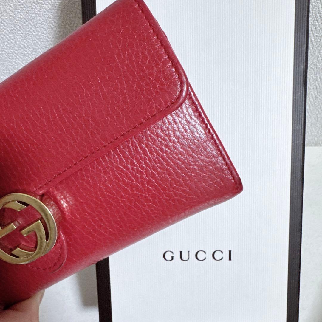 GUCCI 長財布 インターロッキング 赤 レッド ウォレット グッチ - メルカリ