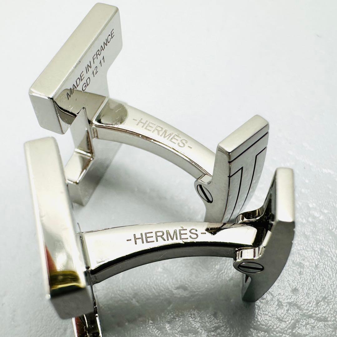 現行品 HERMES カフリンクス クイズ レインボー シルバー Hロゴ