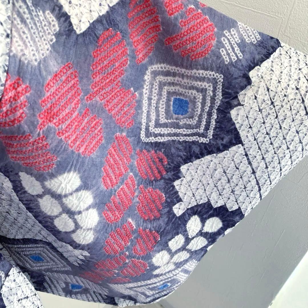 有松絞り・蜘蛛絞り 手縫い 淡いグレー しつけ付 絞り浴衣 No.k100