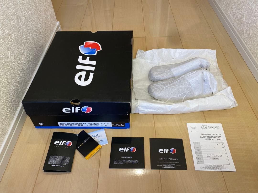 エルフELF シンテーゼ14 ホワイト/レッド 26.5cm バイク シューズ