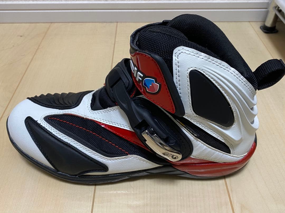 エルフELF シンテーゼ14 ホワイト/レッド 26.5cm バイク シューズ