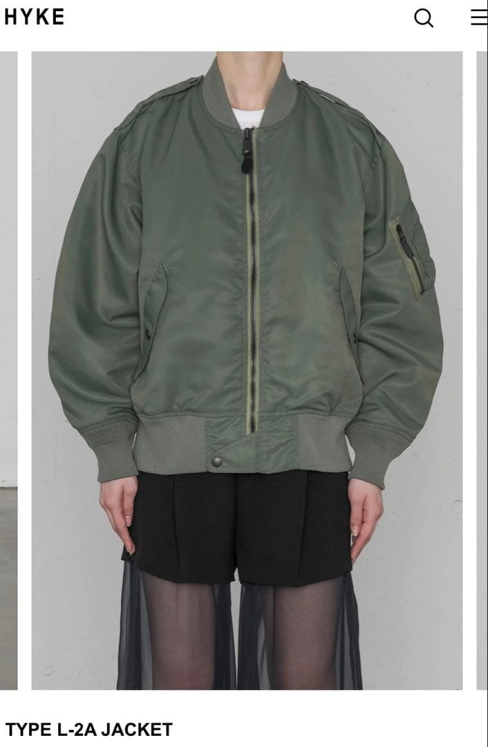 HYKE TYPE L-2A JACKET オリーブドラブ Sサイズ HYKE【ハイク】TYPE L-2A JACKET (17373 /KHAKI). | glamour online