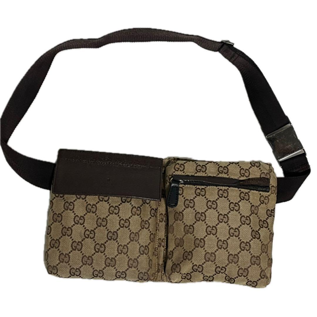 059 GUCCI ウエストポーチ ボディバッグ GGキャンバス g2