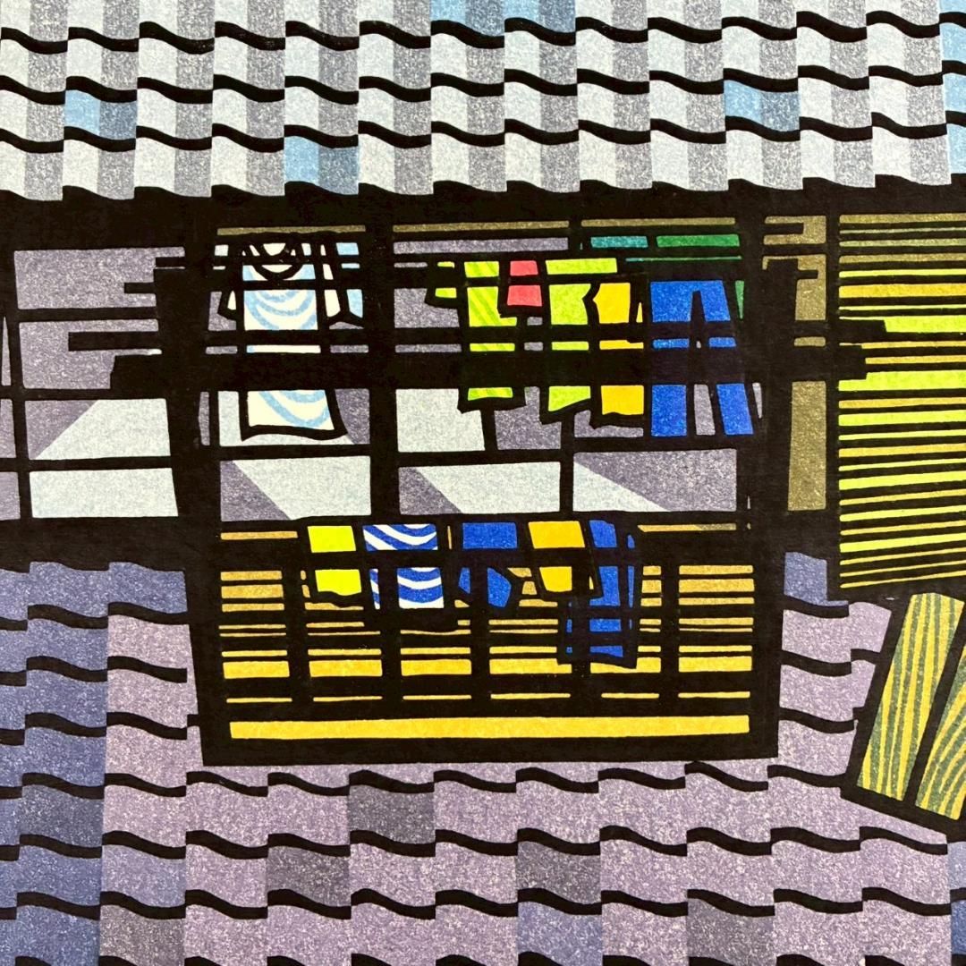 クリフトン・カーフ「ROOF TILES 屋根瓦」木版画 直筆サイン入 '84