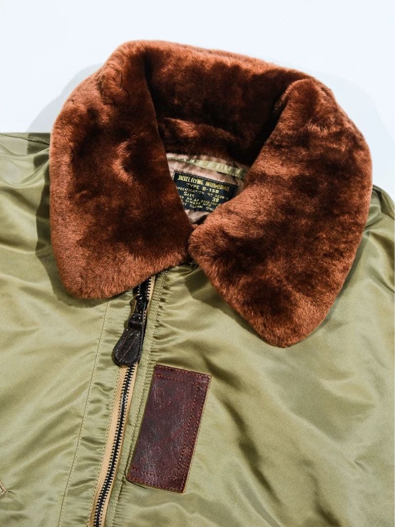 SサイズB-15B 初期型復刻フライトジャケットREALSIMONS ムートン襟