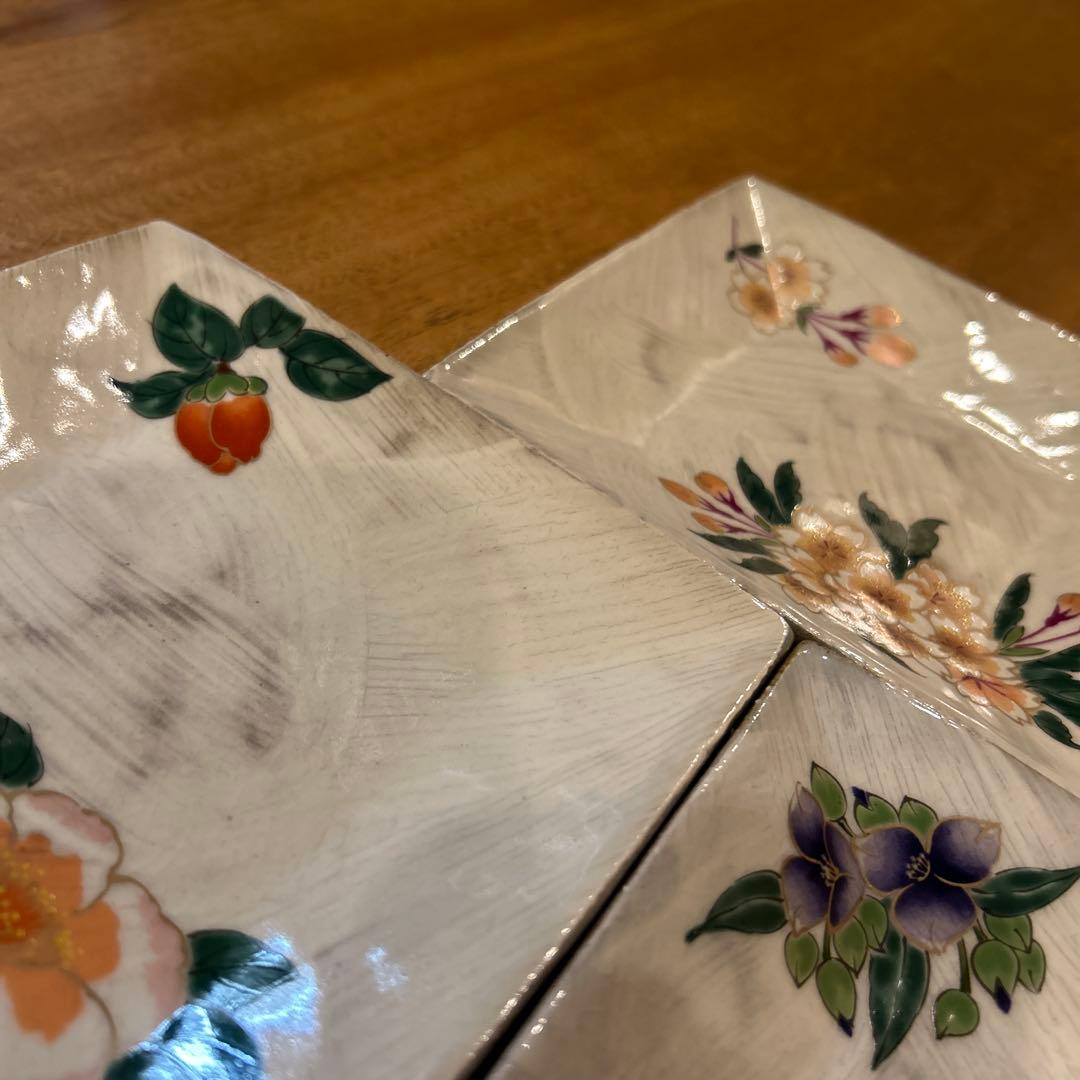 波佐見焼 林九郎窯 四季の景 刷毛目絵付皿 五枚 希少