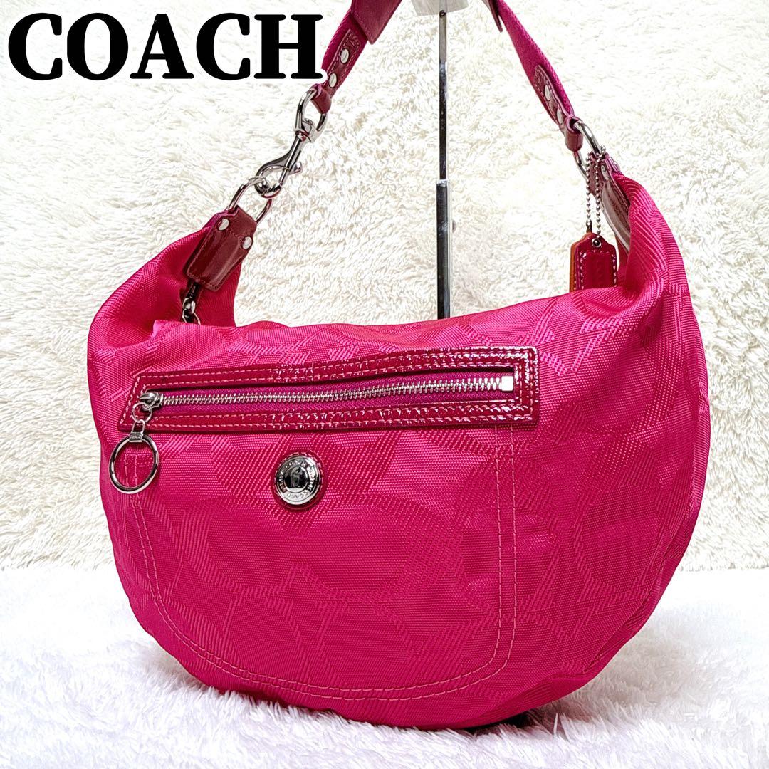 バッグ COACH Signature Pink One Shoulder Bag COACH Teri Shoulder Bag In Signature Canvas Powder Pink CAL51