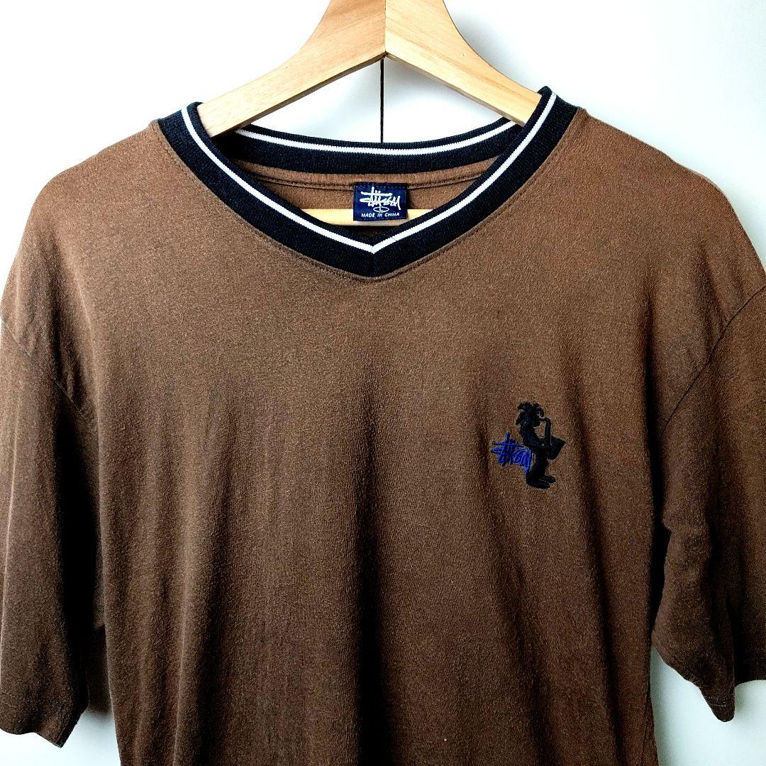 90sヴィンテージ OLD STUSSY 紺タグ サックス シャドーマンTシャツ