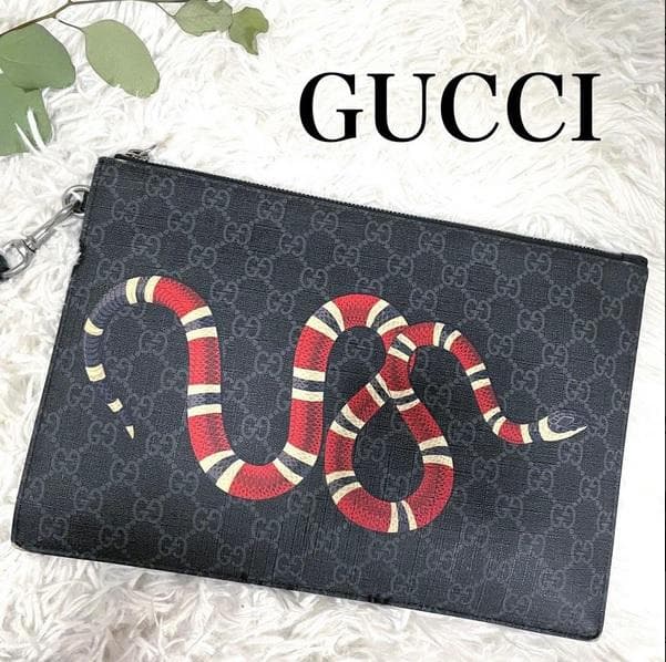 希少◇GUCCI◇キングスネーク クラッチバッグ GGスプリーム ポーチ