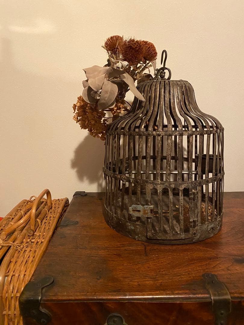 アンティーク バードケージ アイアン 鳥籠 ビンテージ ペット用品 鳥籠 アイアン バード ケージ 53cm リング取っ手付き