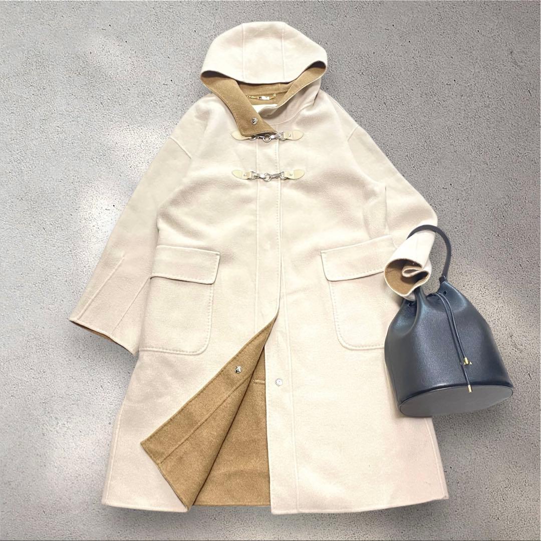 美品✨DoCLASSE カシミヤ混ウールリバー ダッフルコート　ベージュ　L カシミヤ混ウールリバー・コート/DoCLASSE