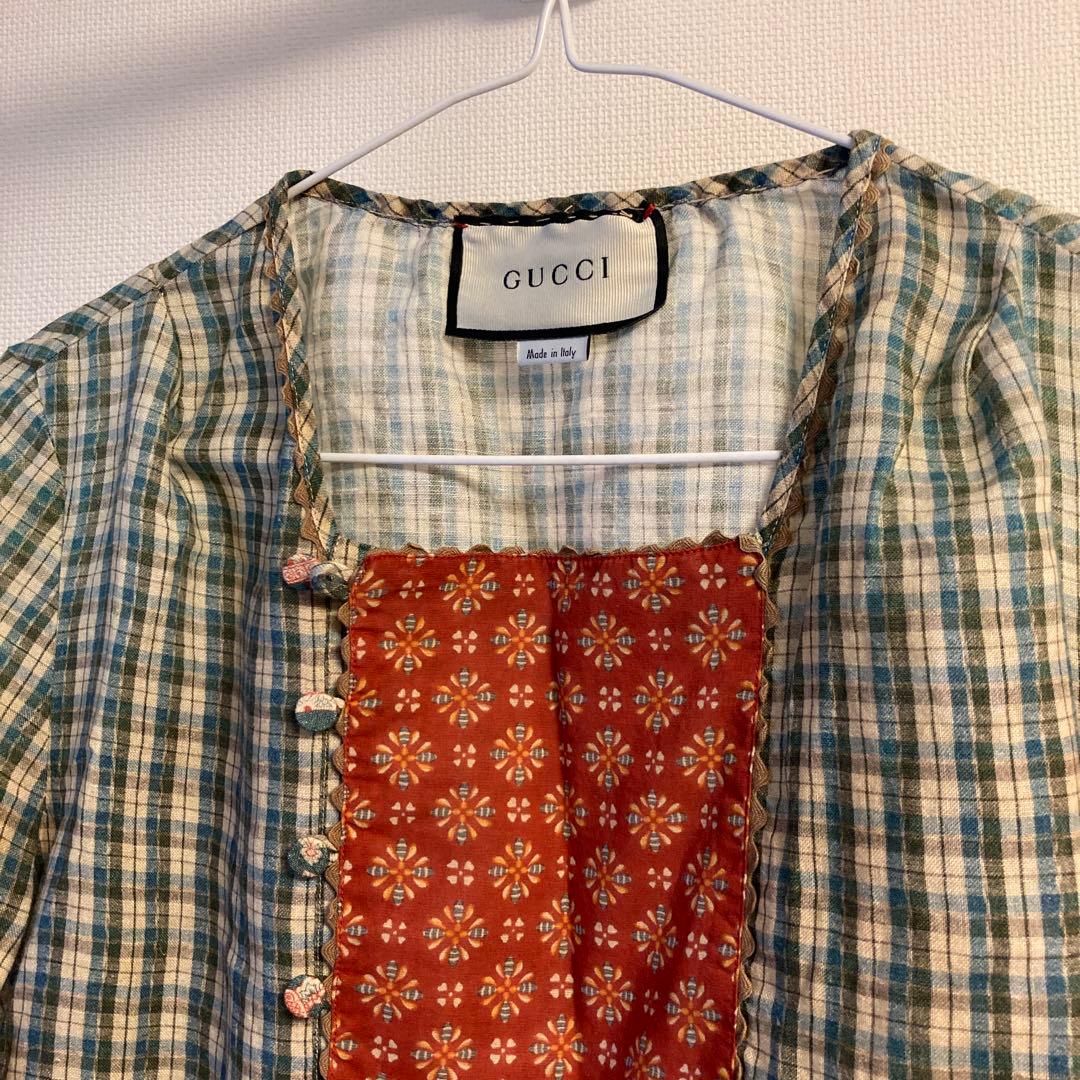 から値下げGUCCI チェック柄 長袖ワンピース