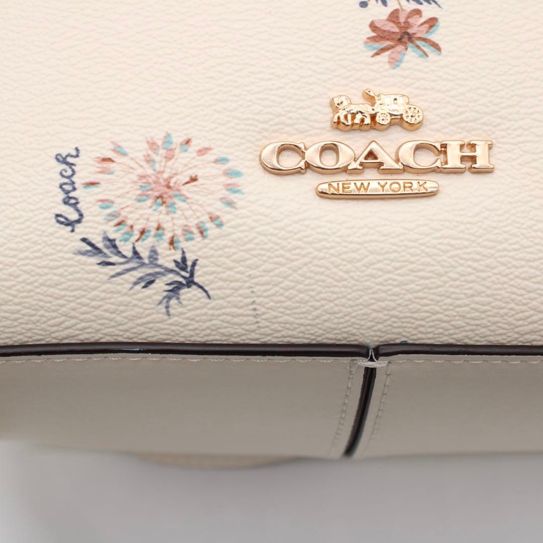 極美品】COACH ミニ チャーリー リュックサック 花柄 レザー アイボリー
