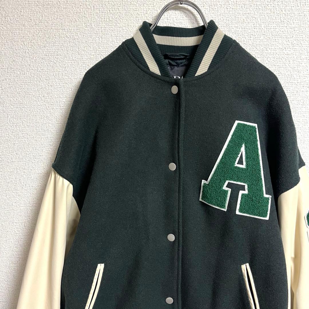 美品✨ZARA ザラ スタジャン ロゴ ブルゾン アウター グリーン XS