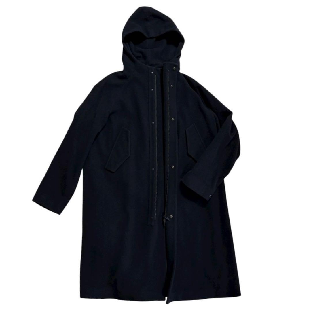 さかい中古【hevo イーヴォ フーデットコート】 HEVO (イーヴォ) ウール混 ダブル ロングコート BRINDISI